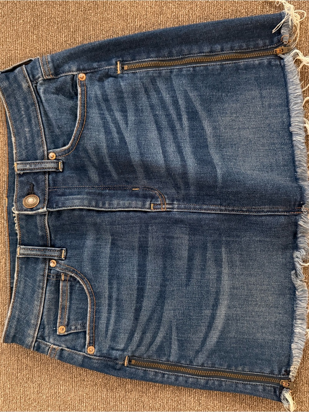 American Eagle Denim Mini Skirt with Front Zippers - Blue